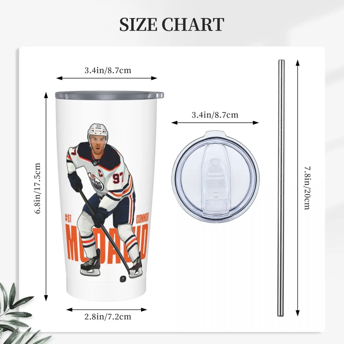 Connor McDavid 97 For Edmonton Oilers Fans Stainless Steel Tumbler Vacuum Insulated Mug Thermal Cold Cups Straw With Lid 20oz