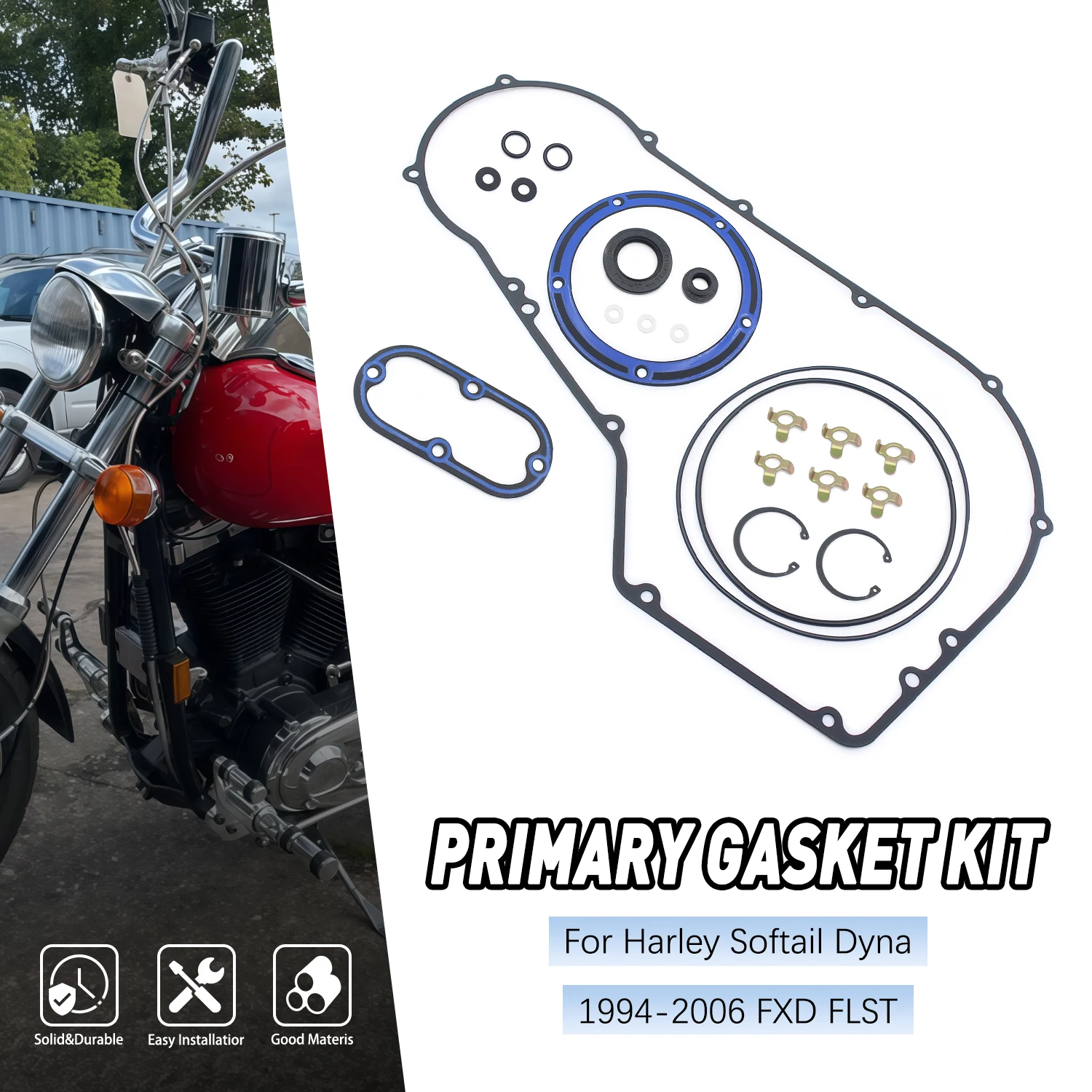 

Accessories Moto Primary Clutch Cover Gasket Set Kit For Harley Dyna Fat Boy Heritage Softail Springer Night Train Softail 01-05