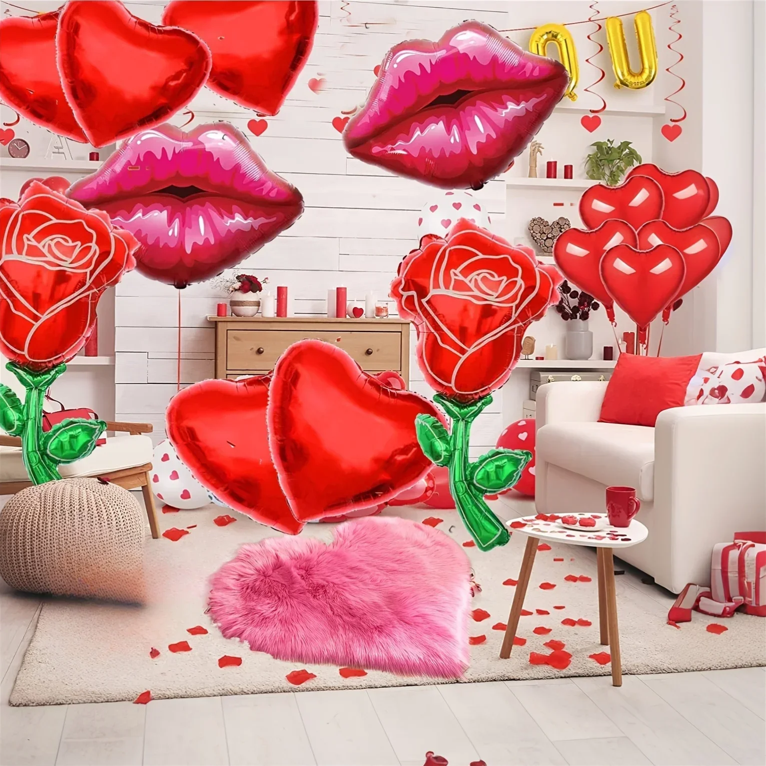 1pc Valentine'S Day Small Heart-Shaped Plush Area Rug Soft Indoor Carpet for Living Room Bedroom Cozy Home Decor New Year'S Gift