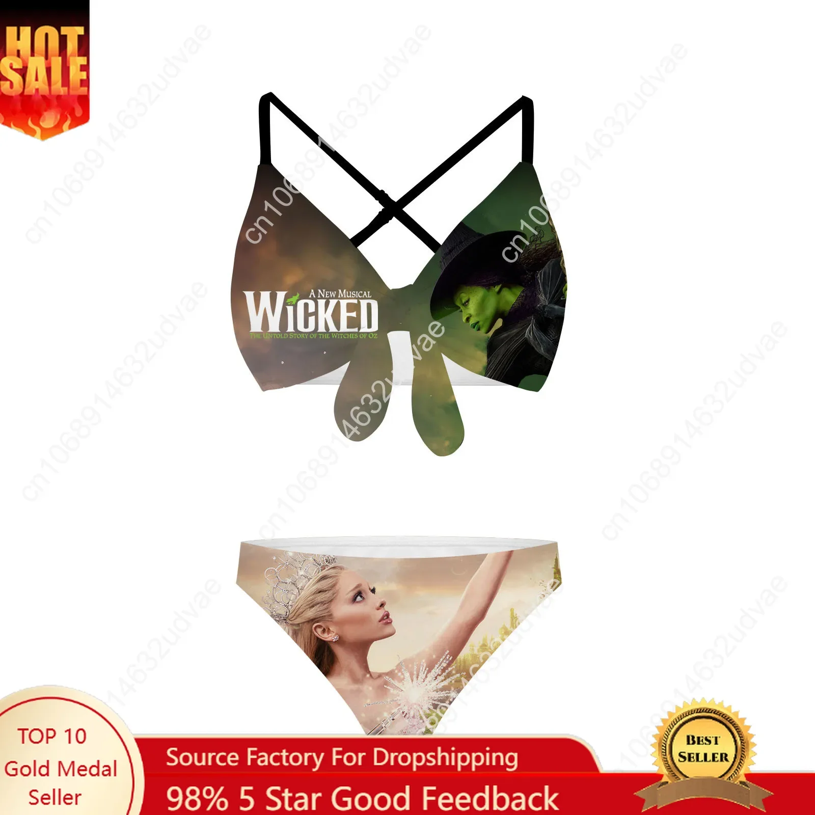 

WICKED He Musical Elphaba Bathing Suits Cross Strap Suspenders Swimsuits Womens Personalized Bikini Swimwear Custom Beachwear