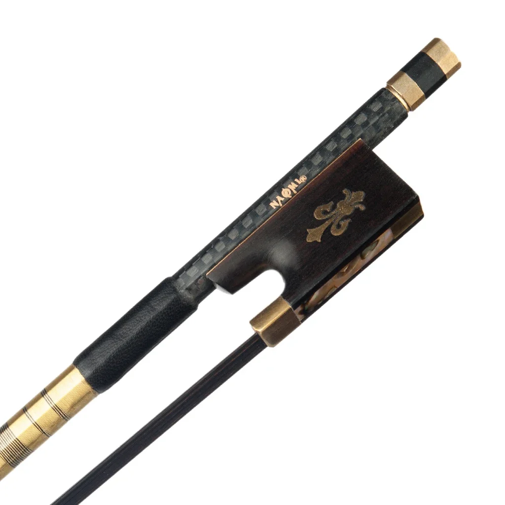 LOOK 4/4 Violin Bow Grid Carbon Fiber Round Stick W/Golden Fleur-De-Lys Inlay Ebony Frog Well Balance for 4/4 Violin