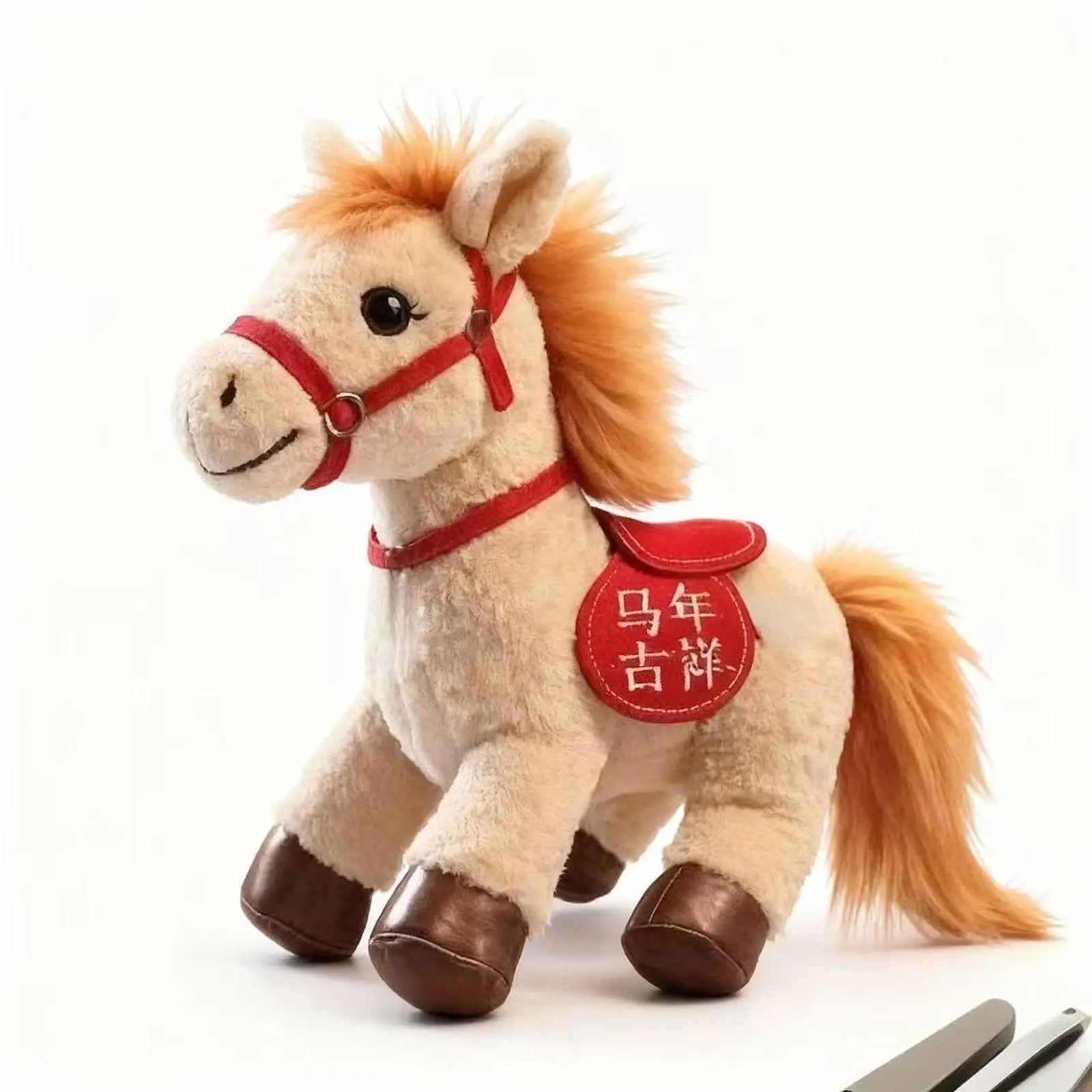 Animal Plush Horse Stuffed Toy Cute Plushie Lucky Symbol Ornament for Spring Festival Birthday Gift Child