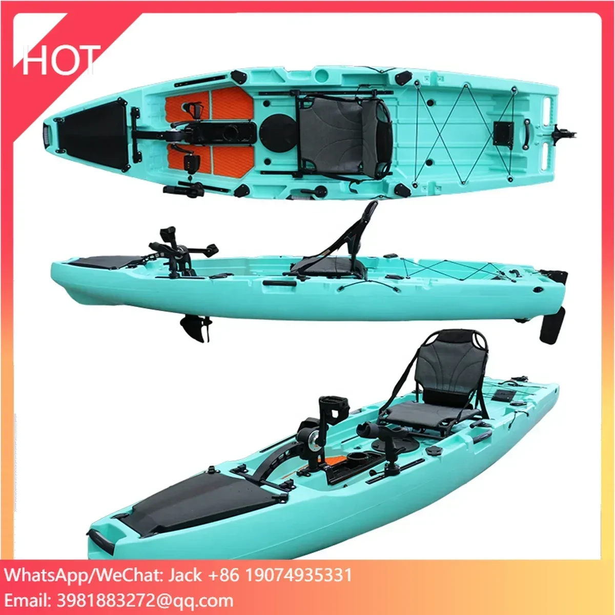 Vicking Single Seat One Person 10.5FT Hands Free Foot Pedal Fishing Kayak With System LLDPE Plastic Kayak