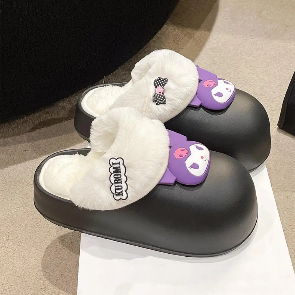 Kawaii بلدي ميلودي كورومي سينامورول نعال قماش الشتاء الكرتون أنيمي سميكة القاع لطيف داخلي دافئ نعال مسطحة الفتيات الهدايا