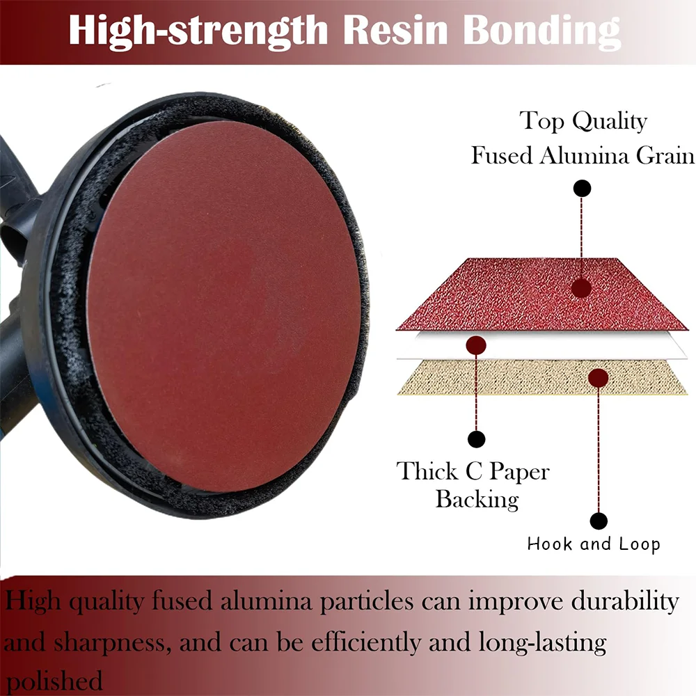 2/3/4/5/6 Inch Hook and Loop Sandpaper 15/17/30/32 Pcs with Sanding Plate for Wood Furniture Finishing Metal Polishing Car