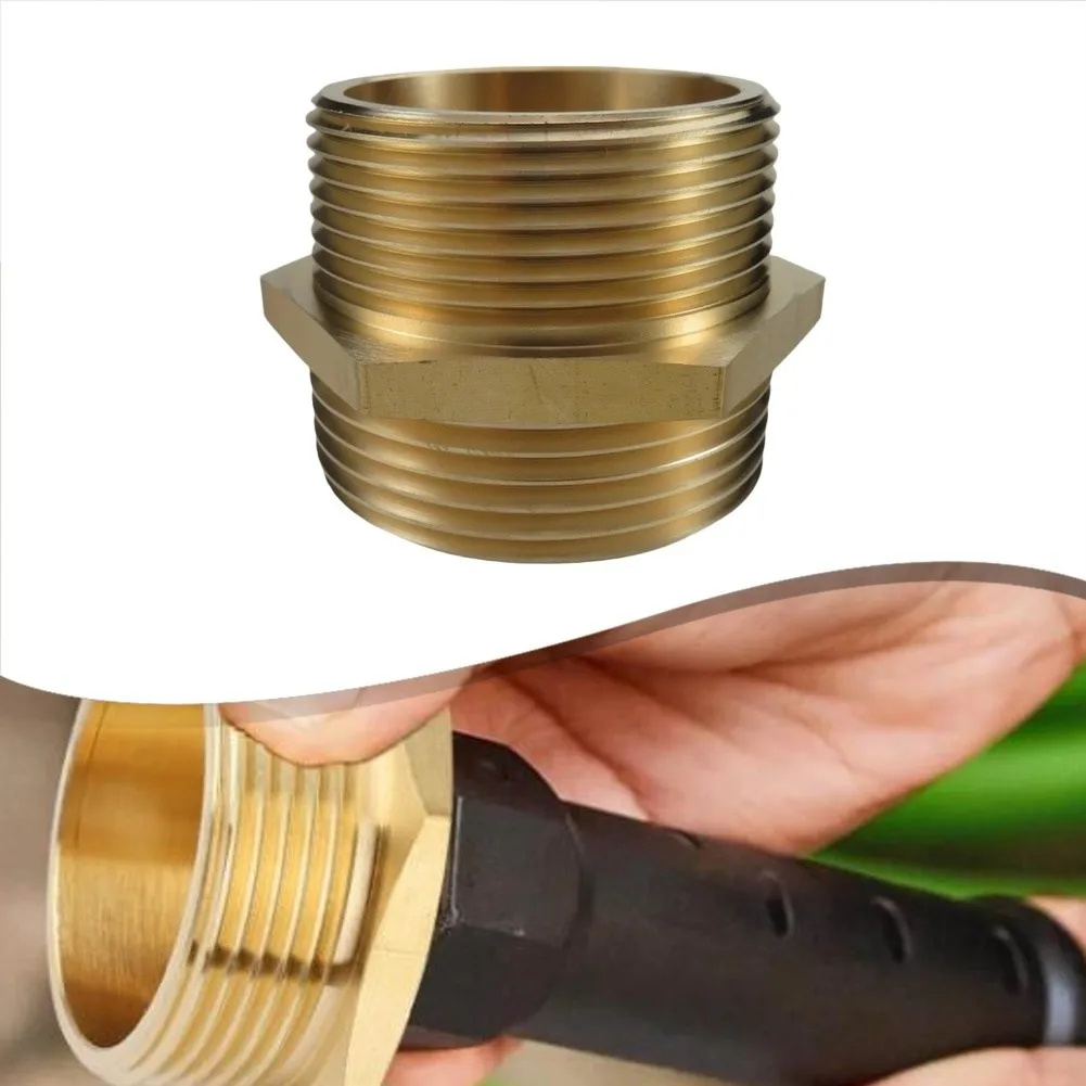 Brass Fire Hose Adapter 112 Inch NPT Male to 112 Inch NST NH Male Hex Nipple for Fire Hose Threaded Connections