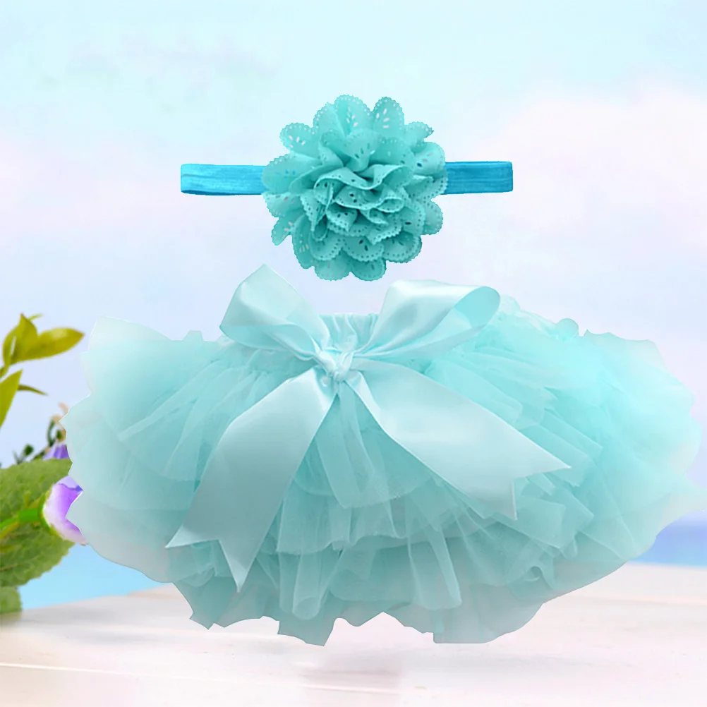 

1Pcs Tutu Skirt for Girls Newborn Birthday Dress Headwear Size L Blue Durable Design No Marks on Skin Quick Cold Water Wash