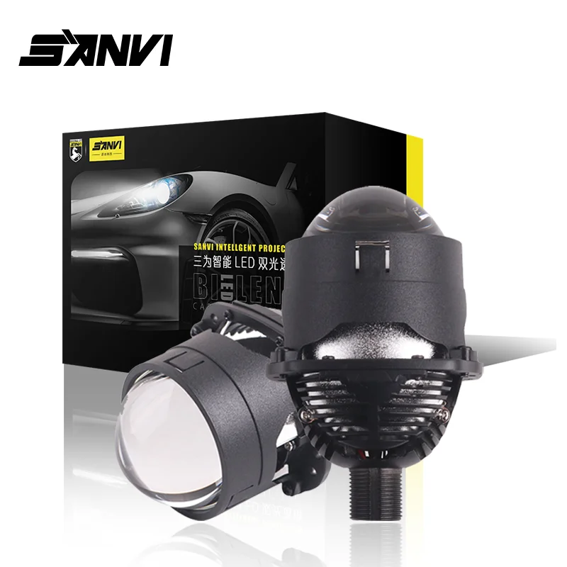 2024 SANVI 125W S8 MAX 2.5 Inch Projector Lens for H1 Bulb 9005 9006 H4 H7 LED Lamps for Headlight Car Motorcycle Retrofit