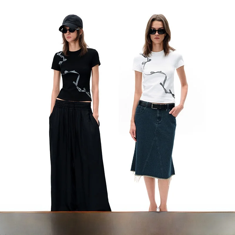 

Женская повседневная хлопковая футболка Loala Office с принтом в виде узлов, приталенного кроя, с коротким рукавом, летний топ с низкой талией