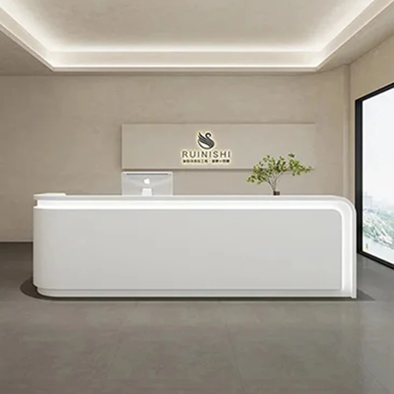 

Minimalist Beauty Salon Front Desk Customer Service Cashier Modern Medical Aesthetics Bar Mostrador Hotel Reception Counter