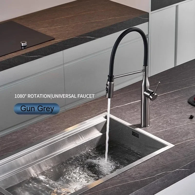 304 Stainless Steel Magnet Pull-out Kitchen Faucet 360 Degree Hot Cold Water Mixer Tap Crane kitchen Sink Tap With Sprayer