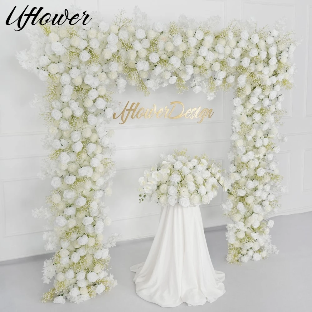 

Uflower Wedding Props Artificial Flower Decoration Arch Arrangement Babybreath Rose Runner Flower Row Road Leading Flower Balls