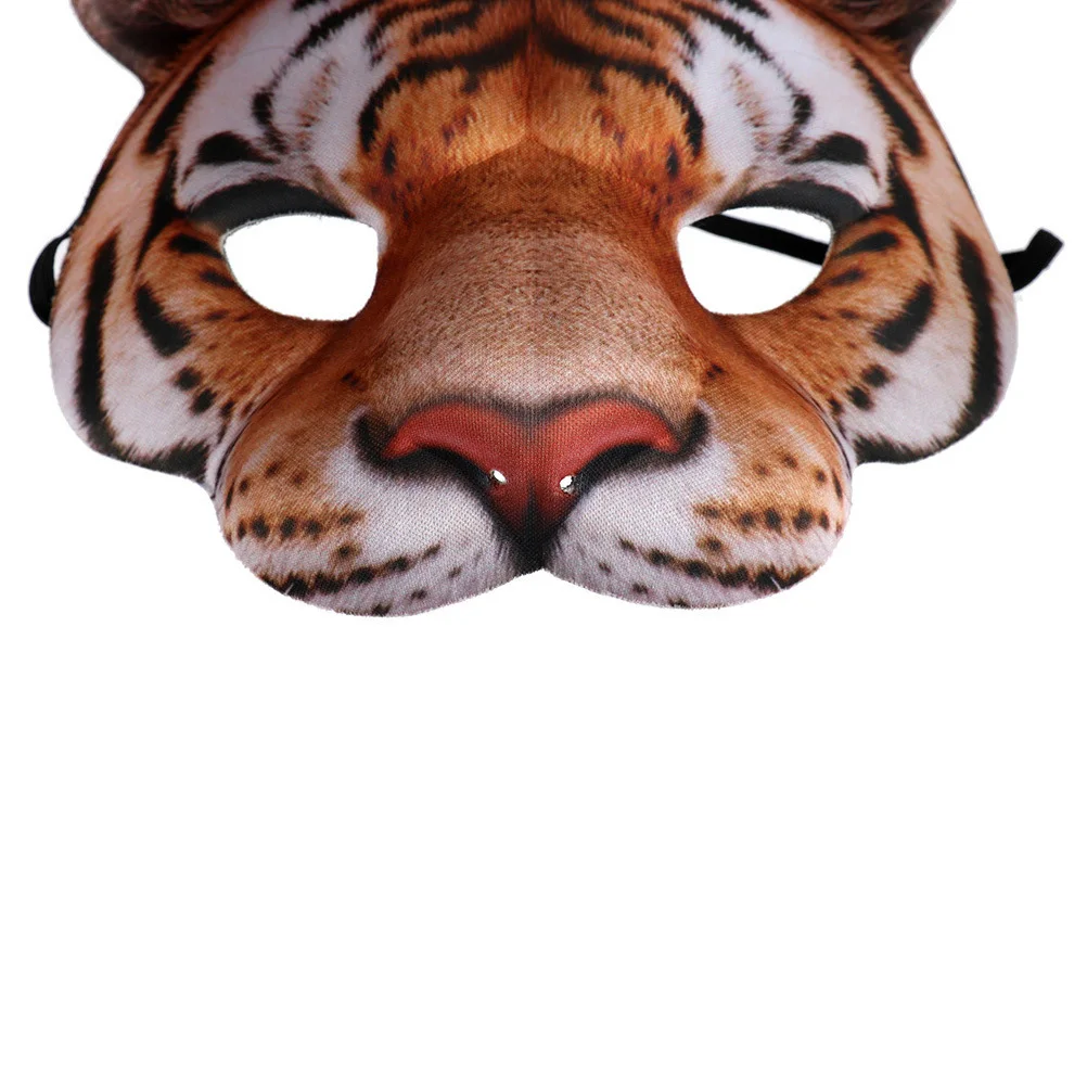 Eva Yellow Tiger Mask Full Face Simulation Animal Costume Mask Halloween Party Performance Prop for Masquerade Cosplay Festival