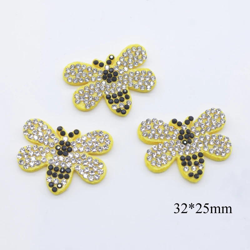 10Pcs Bling Kawaii Panda Abelha Rhinestone Patches for DIY Clothes Hat Sewing Decor Headwear Hair Clips Supplies Accessories