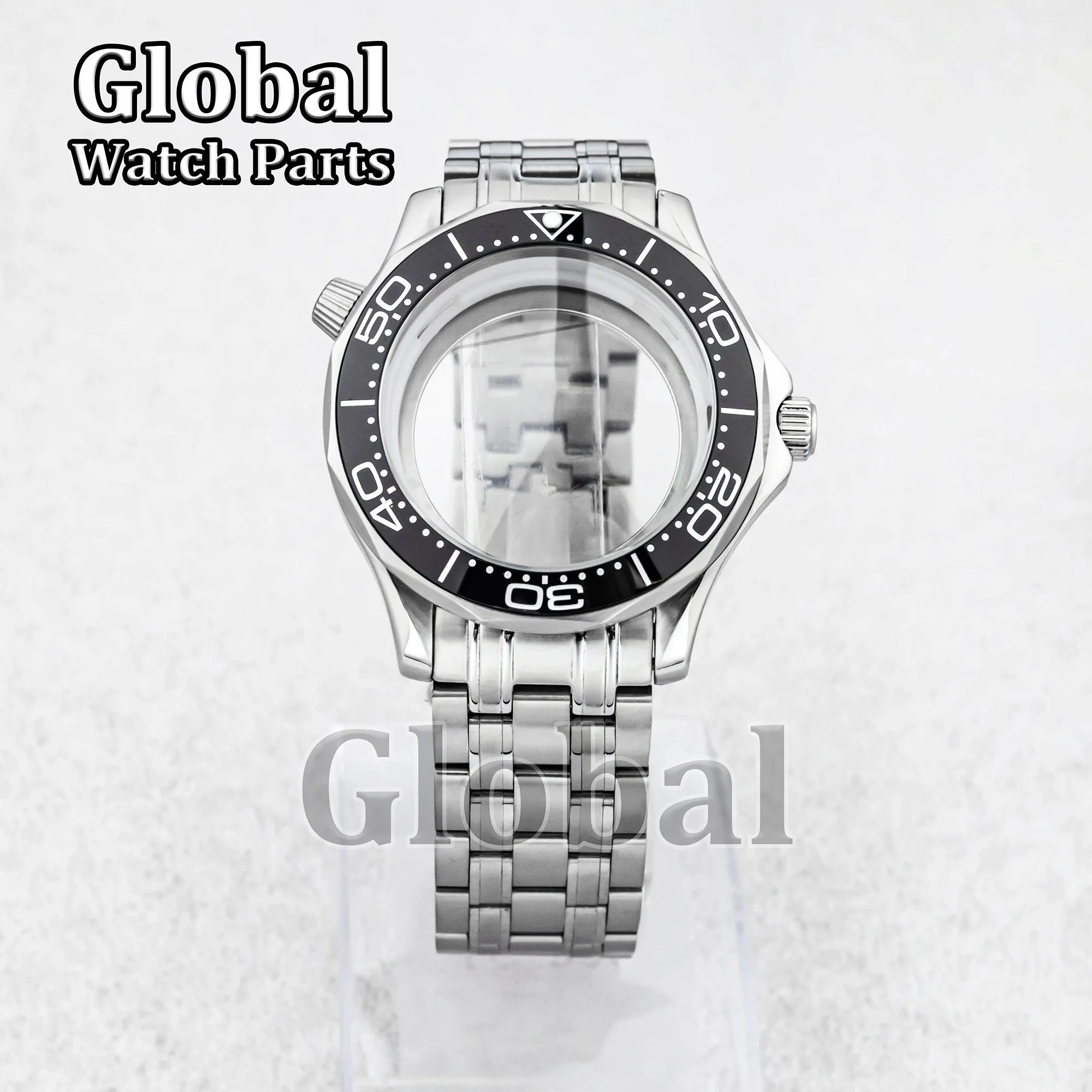 シーマスター 300 交換用 41 ミリメートル時計ケースガラス底ステンレス鋼ストラップ 10ATM 防水ケースフィット NH35a NH36 ムーブメント