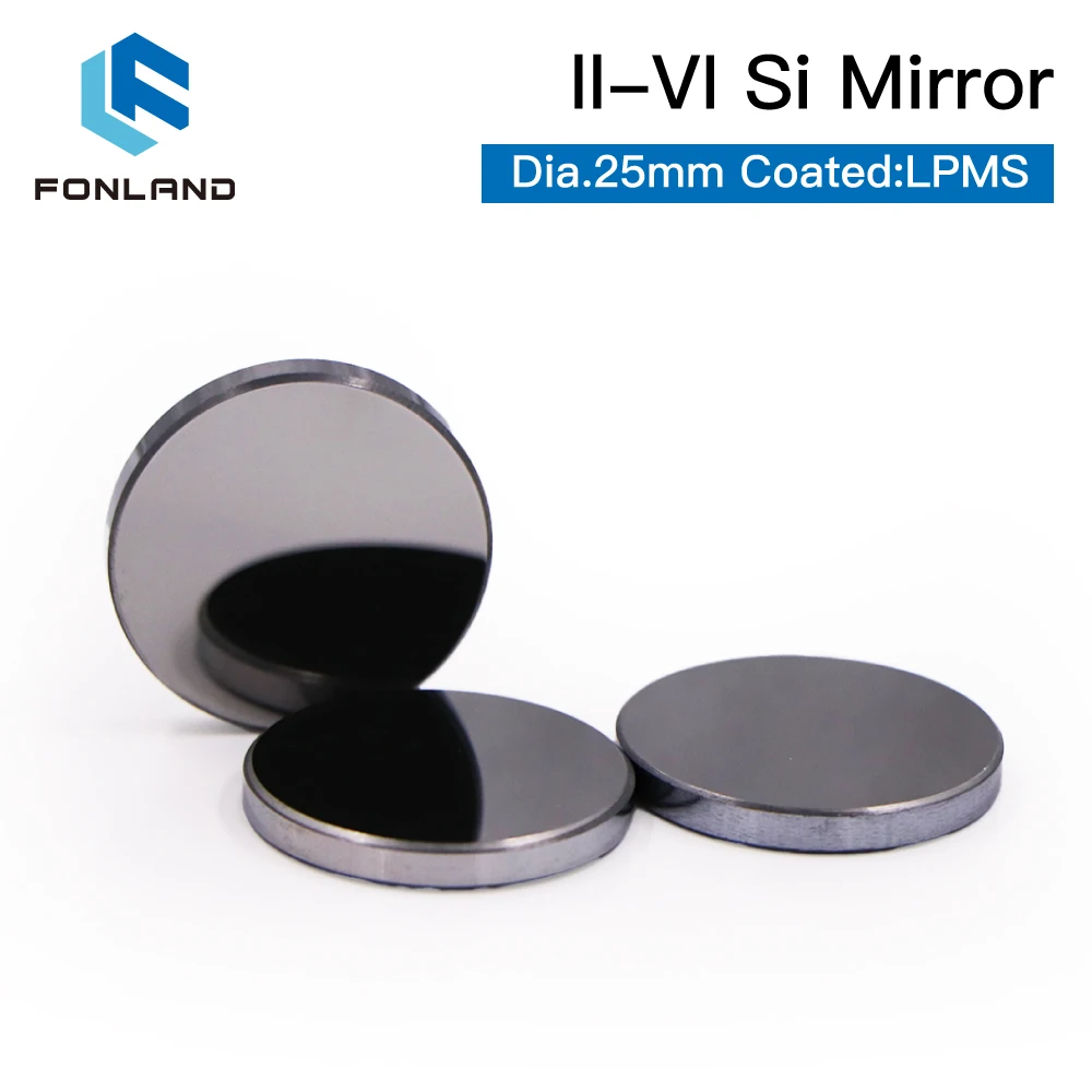 1Pcs Original II-VI Si Mirror Dia.20/25/30mm Thk.3mm 10.6um LPMS Coating for CO2 Laser Engraving Cutting Machine