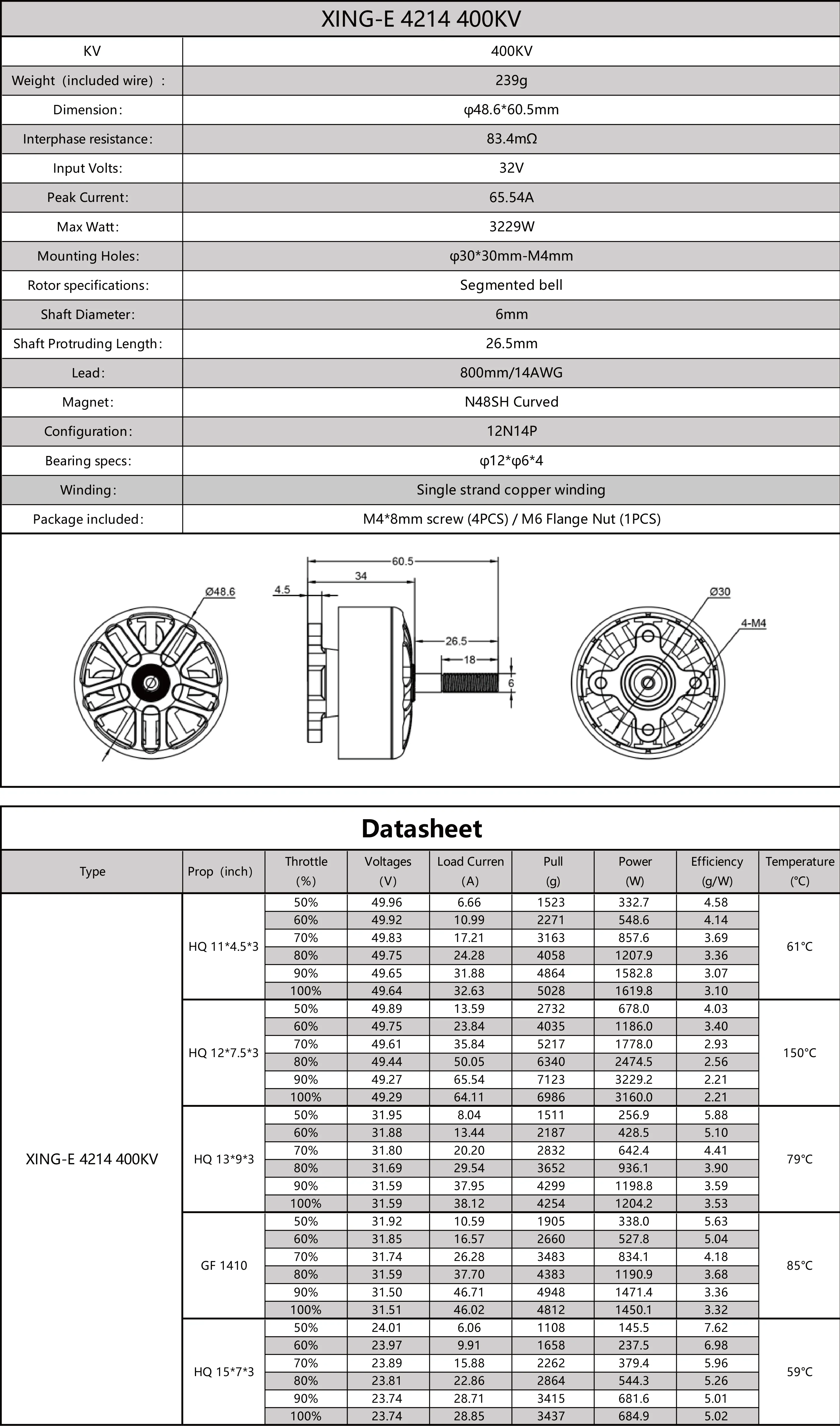 Motore FPV iFlight XING-E 4214 400KV per parti FPV