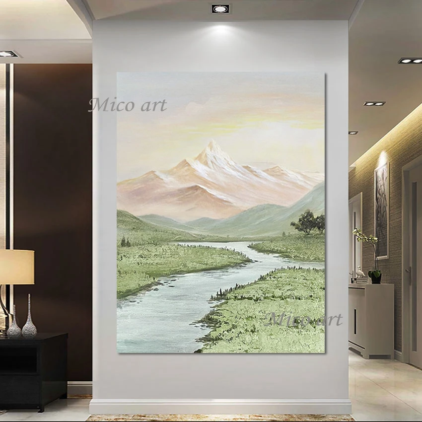 New Arrival Stream Landscape 3d Canvas Painting Unframed Living Room Decor Picture Abstract Wall Art Beautiful Scenery Painting