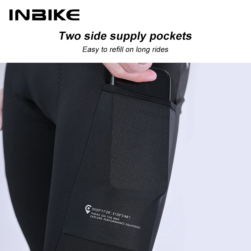 INBIKE-pantalones de ciclismo profesional para hombre, ropa de ciclismo de lana acolchada, mallas para montar en bicicleta de montaña y carretera, Invierno