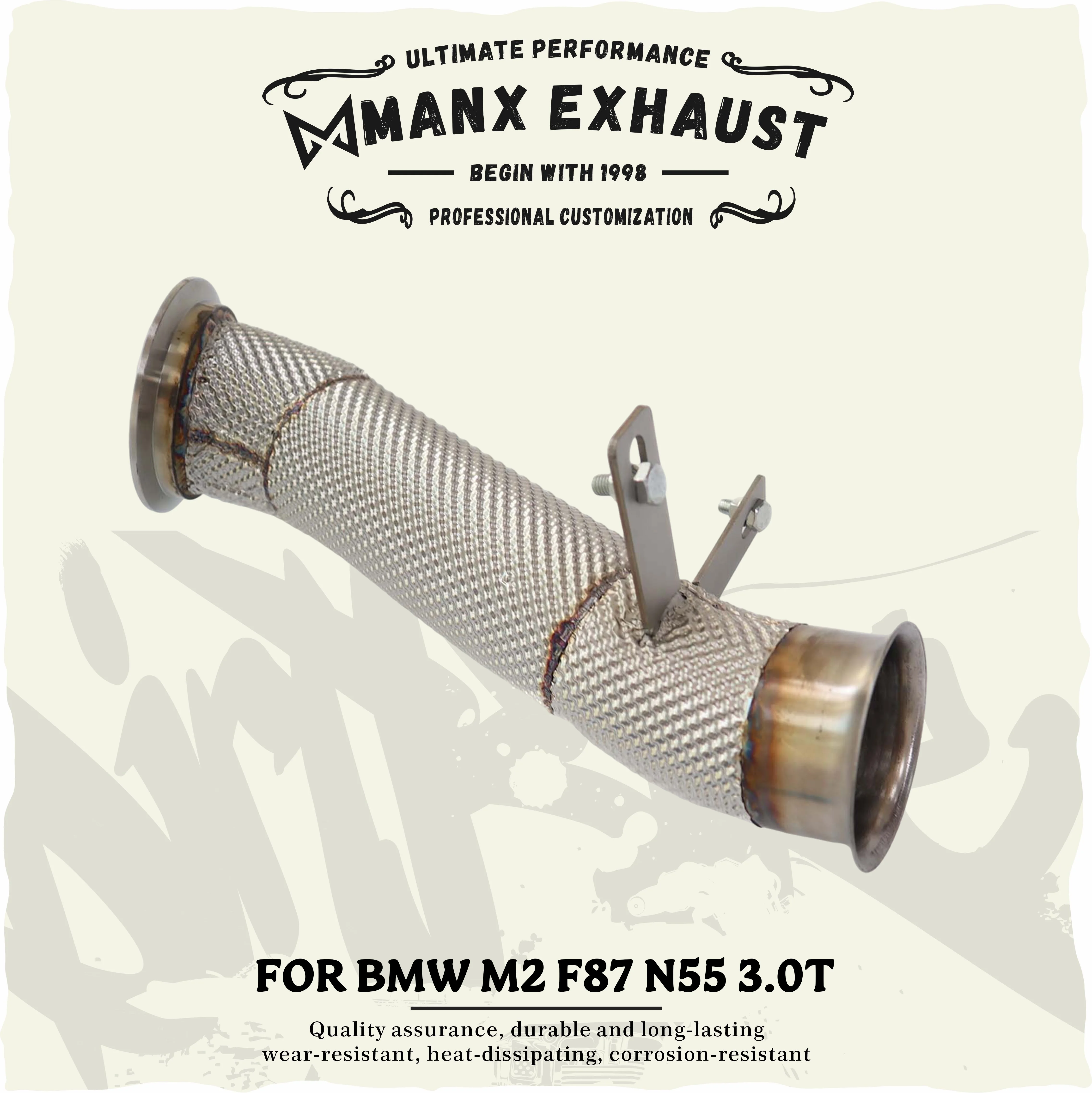 

Catalyzed Downpipe Catless Downpipe for BMW M2 F87 N55 3.0T Stainless steel Performance Exhaust pipe with heat shield