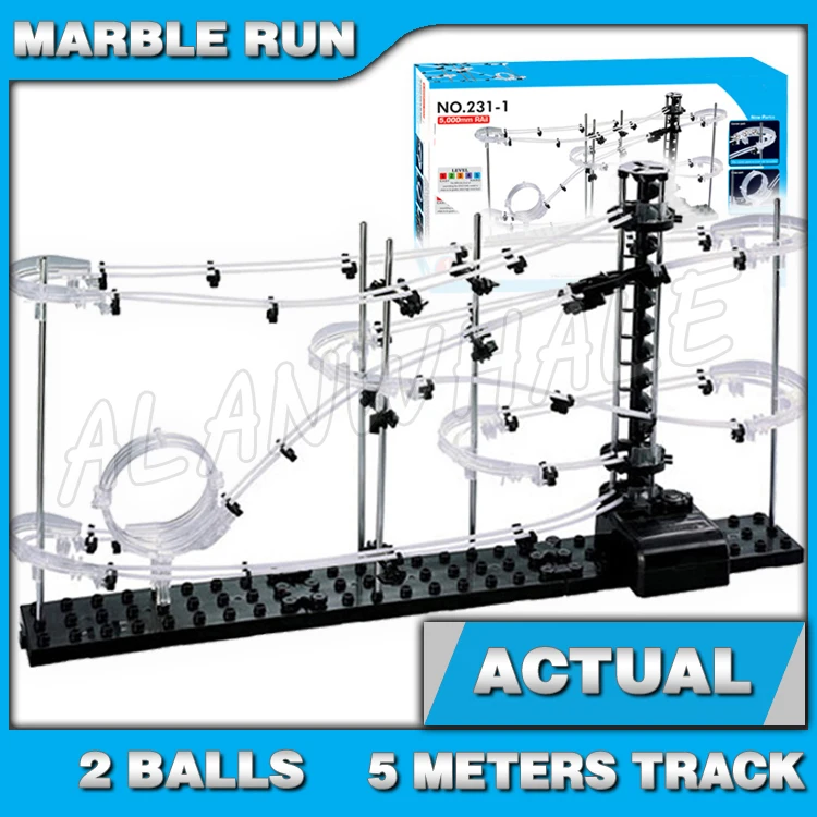 

500 см рельсовый уровень 1 мраморный бег лабиринт американские горки электрический лифт модель здания мальчик STEM обучающие наборы катящийся шар скульптура
