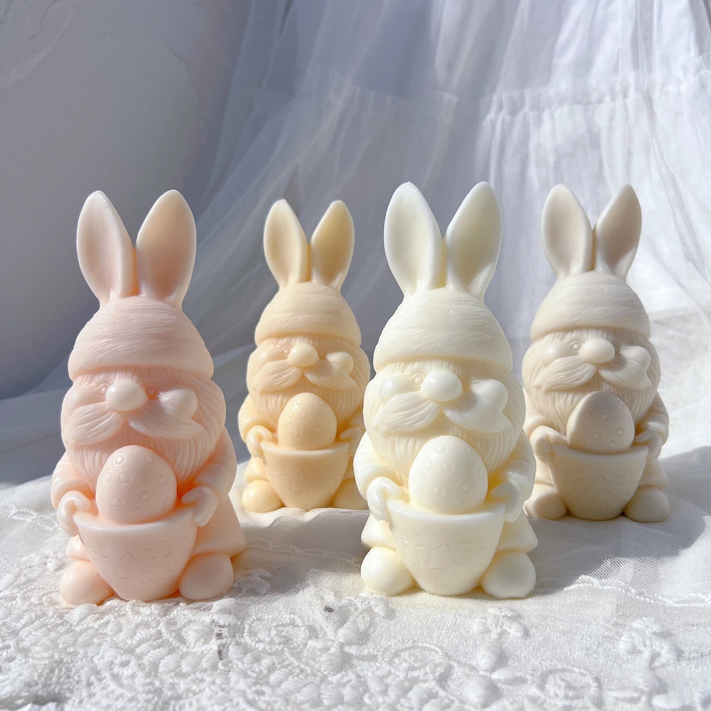 3 Designs Egg Rabbit Silicone Candle Mold Bunny Resin Silicone Mold Animal Soy Wax Mould Easter Home Decor Concrete Mould