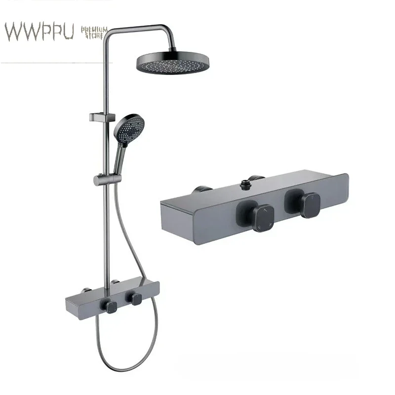 WWPPU Three Ways Water Outlet Knob Type Bathroom Shower System Hot Cold Bathroom Shower Faucet Set Rainlfall Pressurized Shower