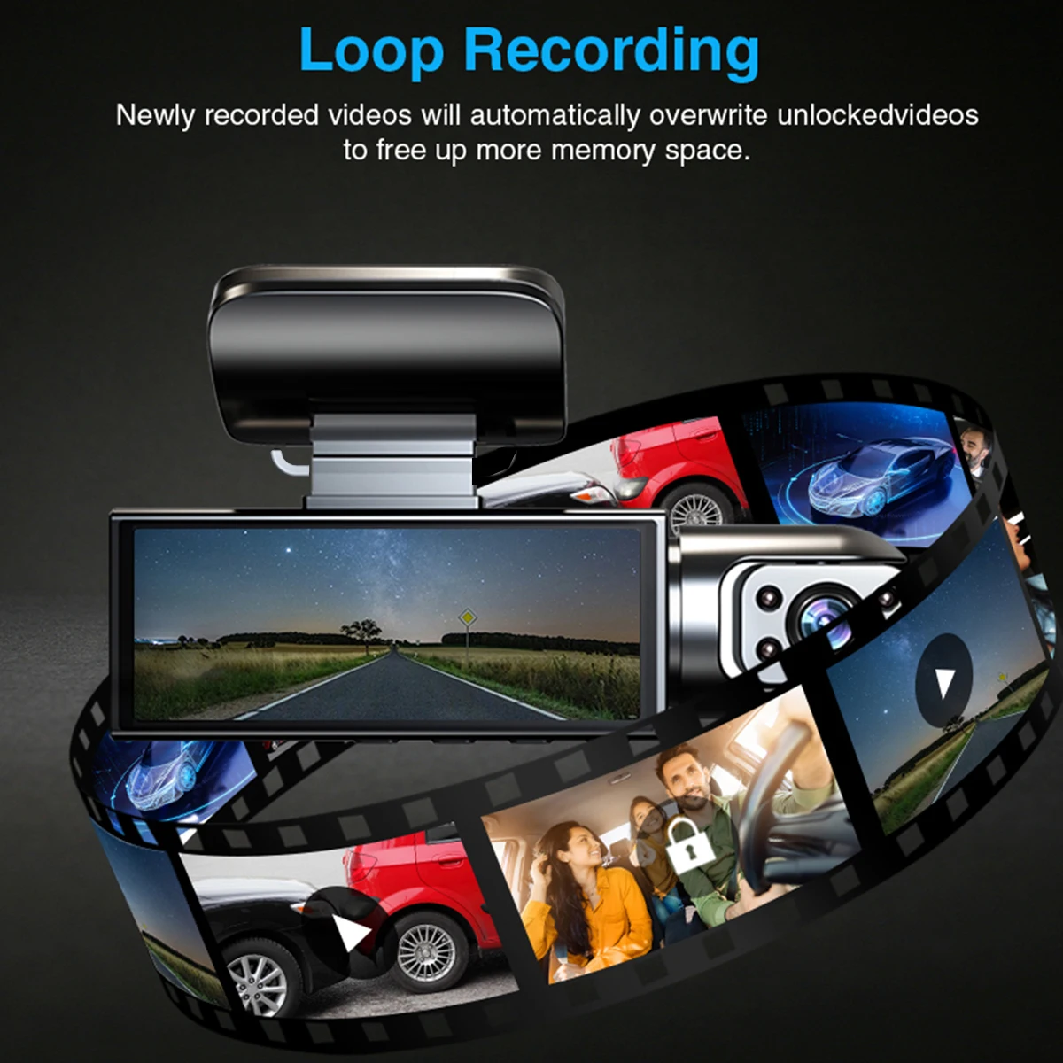 Dual Lens Auto Kamera DVR 1080P Front Interior View Dashcam Fahrzeug Video Recorder Nachtsicht Loop Aufnahme Black Box – Detail 4