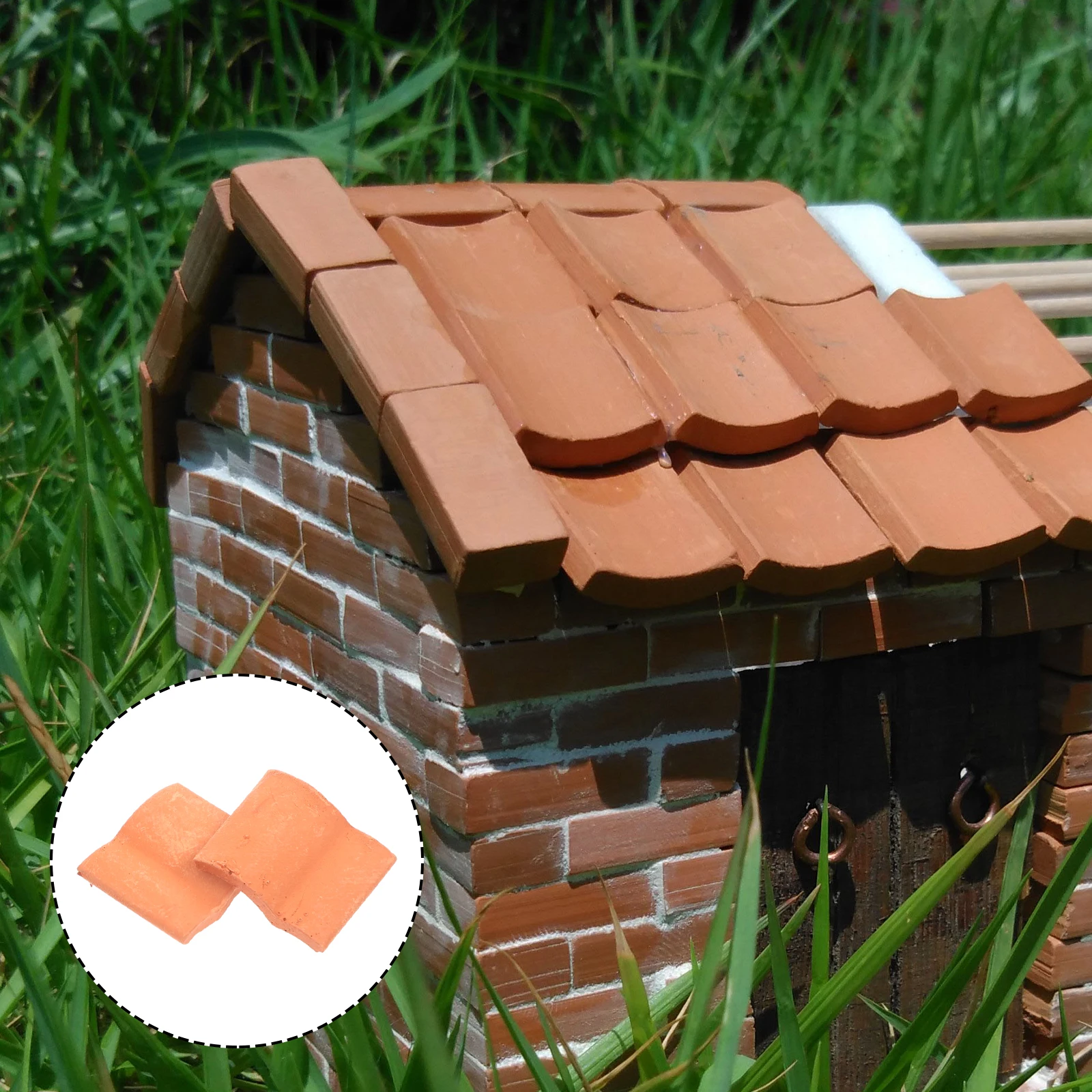 

50pcs Simulation Roof Tiles Miniature Garden Roof Tiles For Train Layout Sand Table Landscaping Decor Micro Landscape