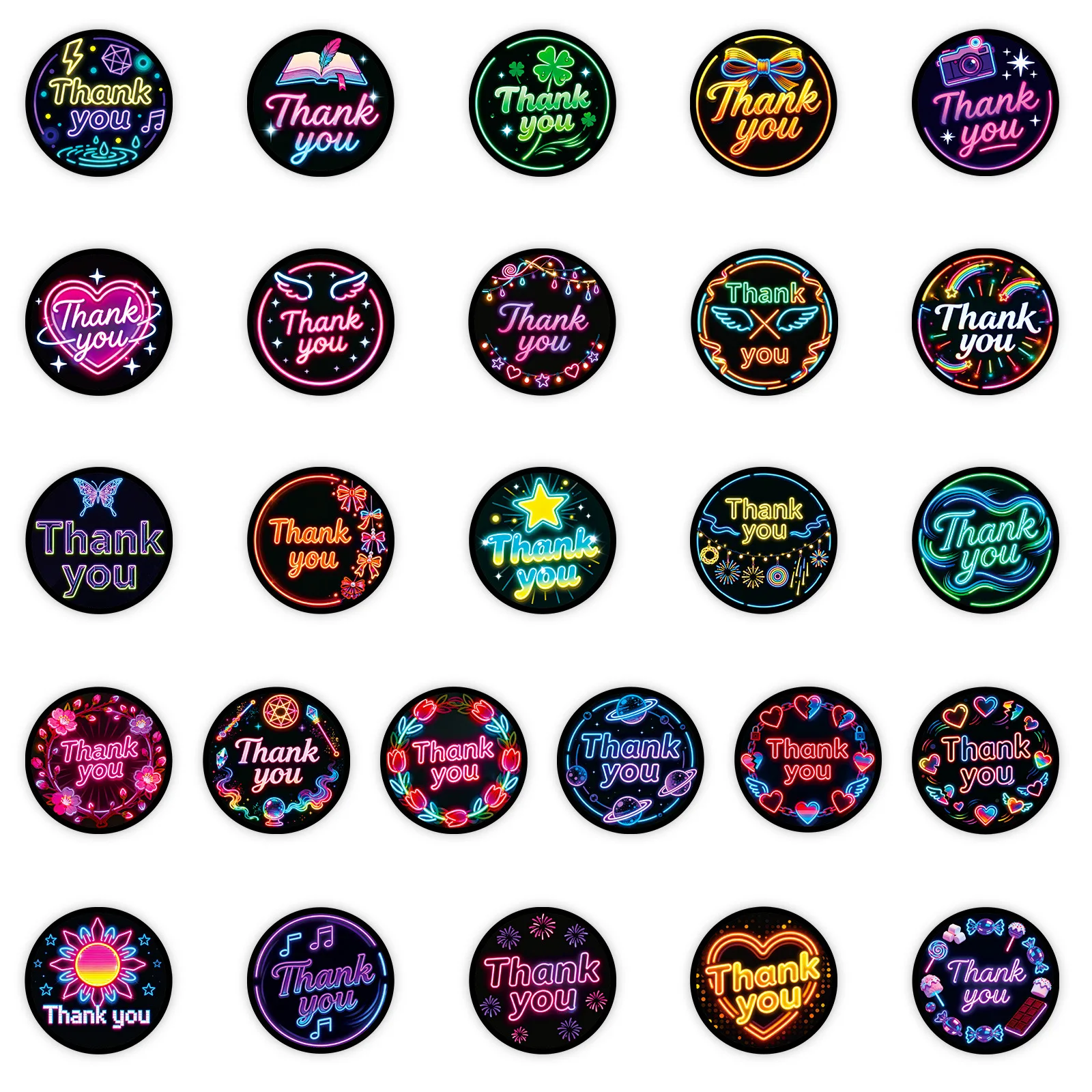 10/56 قطعة جديد شكرا لك ملصقات الكرتون النيون نمط الكتابة على الجدران الإبداع الديكور DIY بها بنفسك اللعب الثلاجة المحمول الغيتار سيارة الدراجة الشارات