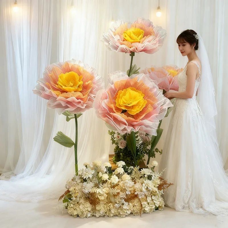 

Silk Flower Automatic Opening Closing Mechanical Artificial Flowers Wedding Event Stage Window Layout Christmas Party Home Decor