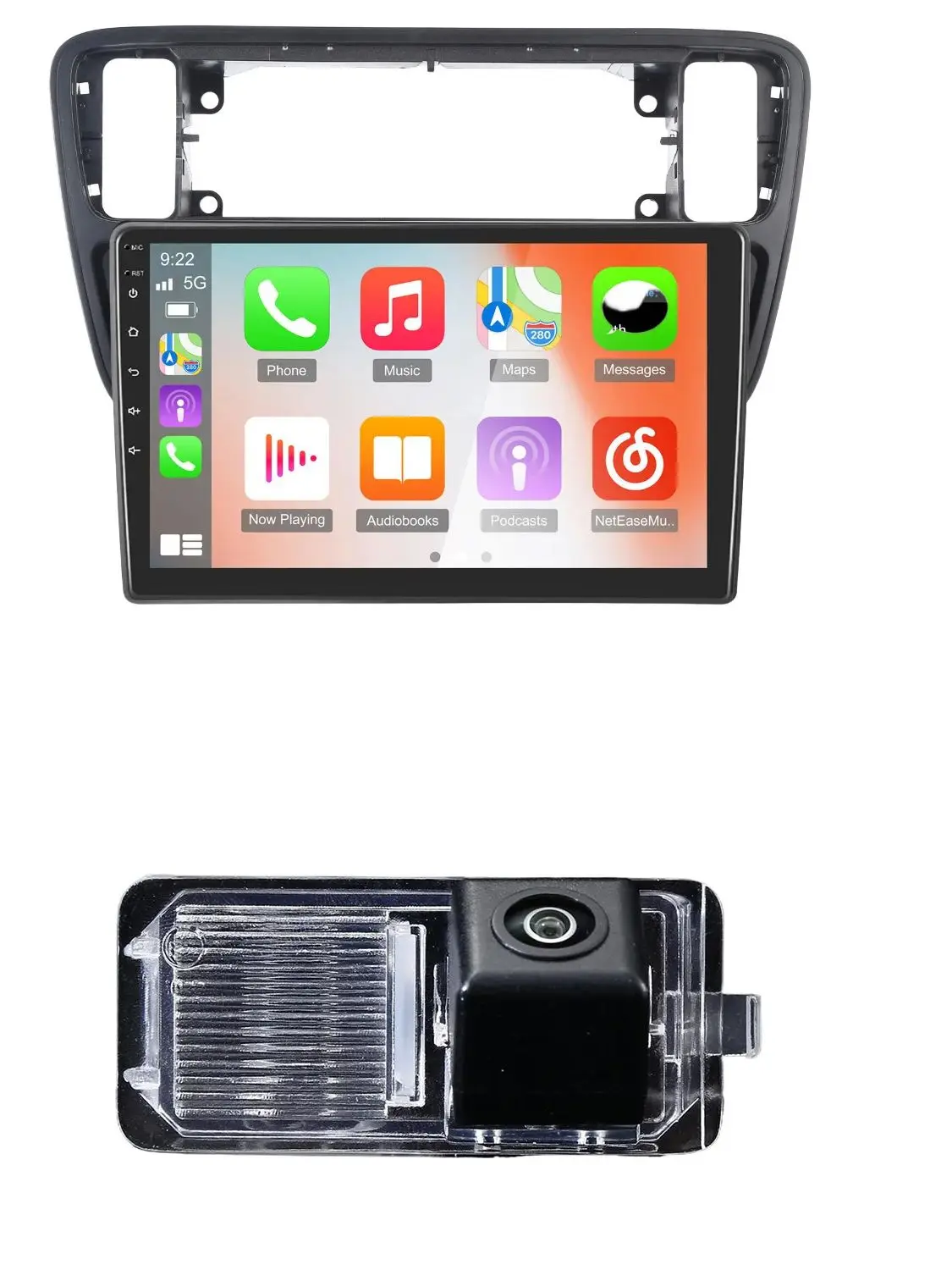 Android 9” autoradio met Bluetooth Carplay GPS-navigatie + HD achteruitrijcamera voor Skoda citigo E-Citigo/Seat Mii e-Mii KE KF - afbeelding 2