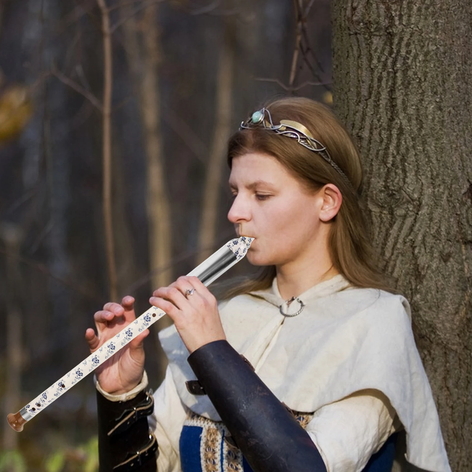 

Bawu Musical Instrument G Tuning Bamboo Flute Blue White Porcelain Detachable Design Vertical Flute Traditional Chinese Wind