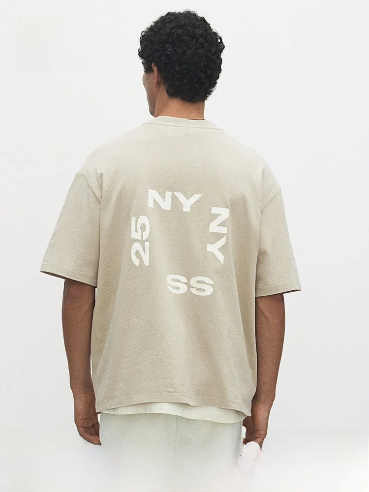 

H&M ex Waed Свободная круглая футболка Ne Faionable Base Layer Зимний топ из хлопка 00% ort Sve с буквенным принтом