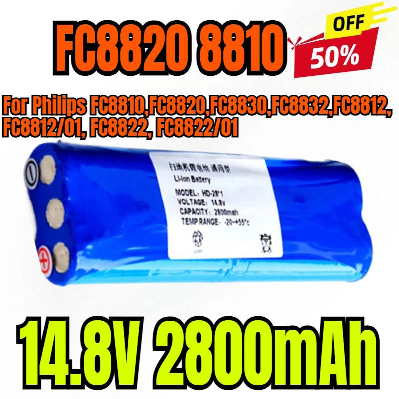 

14.8V 2800mAh Vacuum Cleaner Battery for Philips FC8810,FC8820,FC8830,FC8832,FC8812, FC8812/01, FC8822, FC8822/01