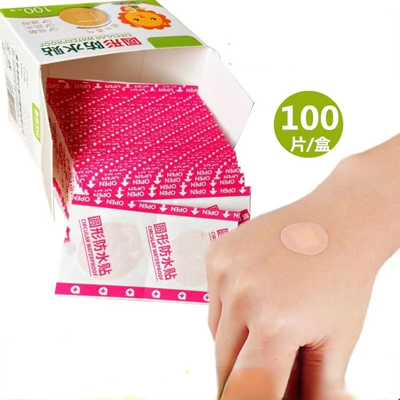 100 PCs Mini Round Disposable Medical Adhesive Bandage Band aid Wounds Patch Adhesive Plaster for Children