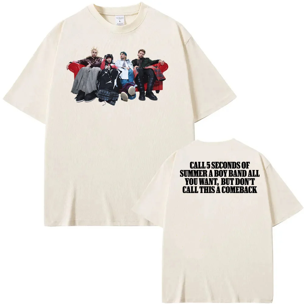 5 ثانية من الصيف المحملة 2025 ألبوم جديد ليس موافق بلايز الصيف الهيب هوب 100% القطن تي شيرت عالية الجودة ريترو الجولة الرقبة التي شيرت