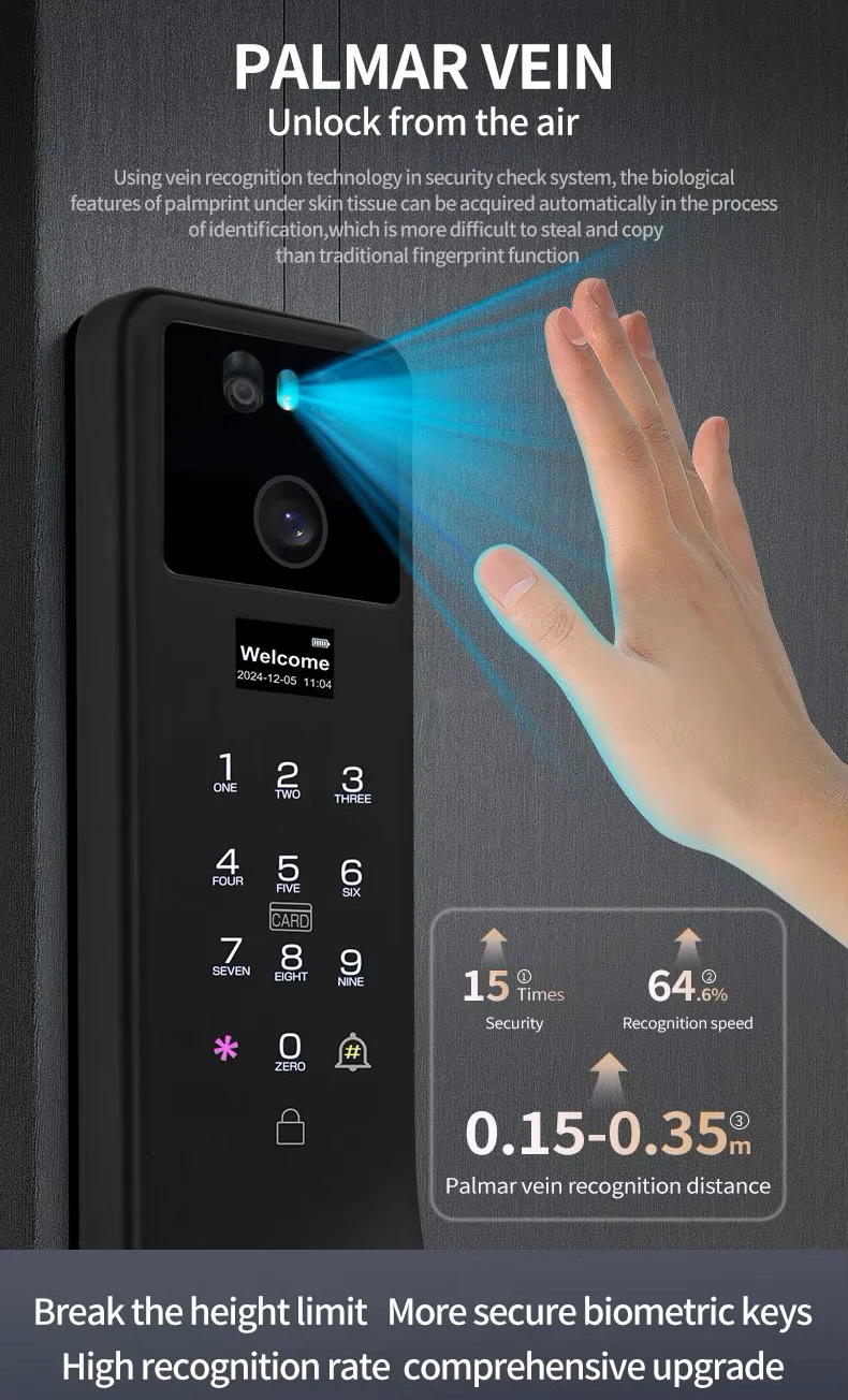 

Fingerprint 3d Face Recognition Palm Vein Ai Smart Door Lock With Tuya Wifi App Cerradura Inteligente for Home