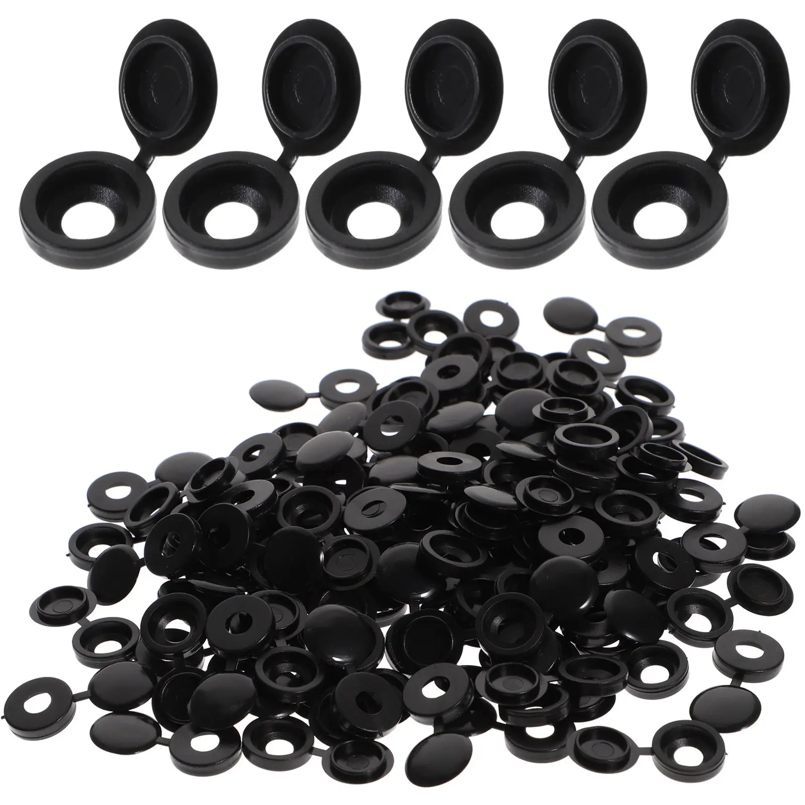 100Pcs Screw Caps Black Plastic Furniture Screw Hole Covers Decorative Snap for Home Office DIY School Use