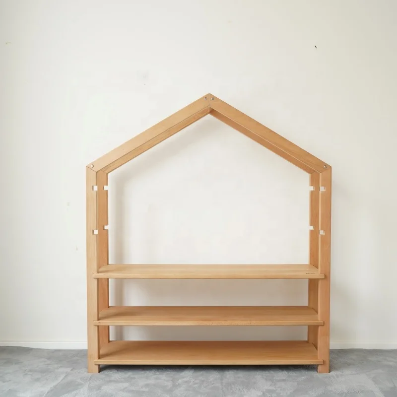 Wooden Adjustable Three-layer Storage Shelf Kids Bookcase