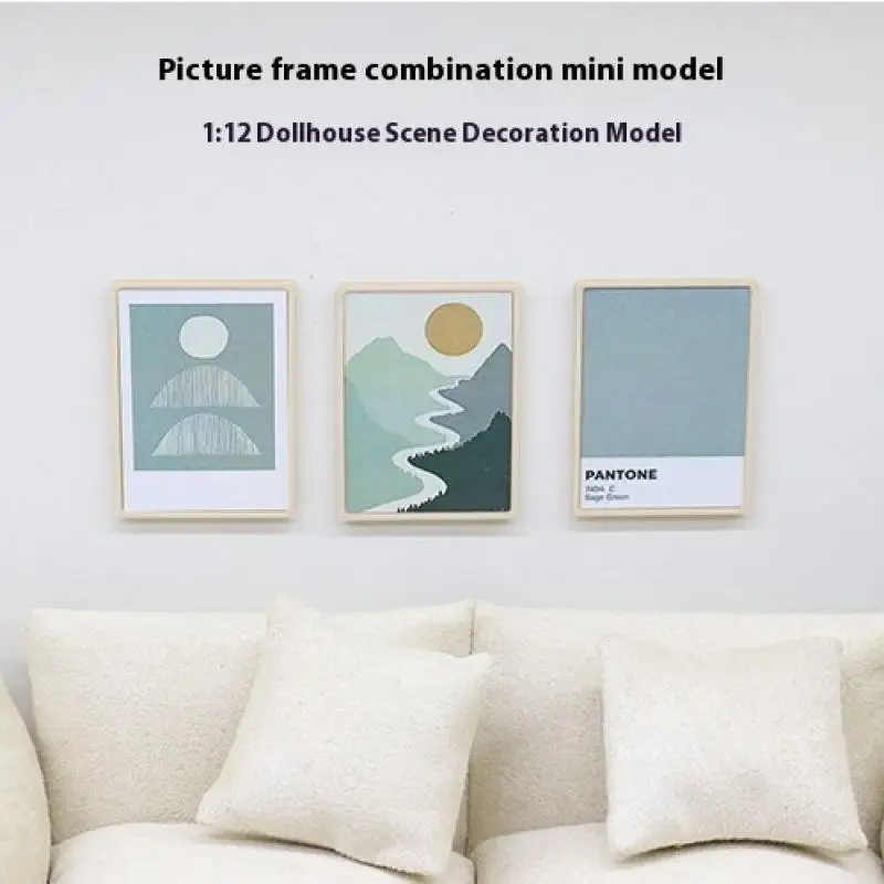 Boneca brinquedo 1 conjunto 1:12 casa de boneca diy acessórios casa de bonecas em miniatura vintage mural fotos parede imagem cena decoração