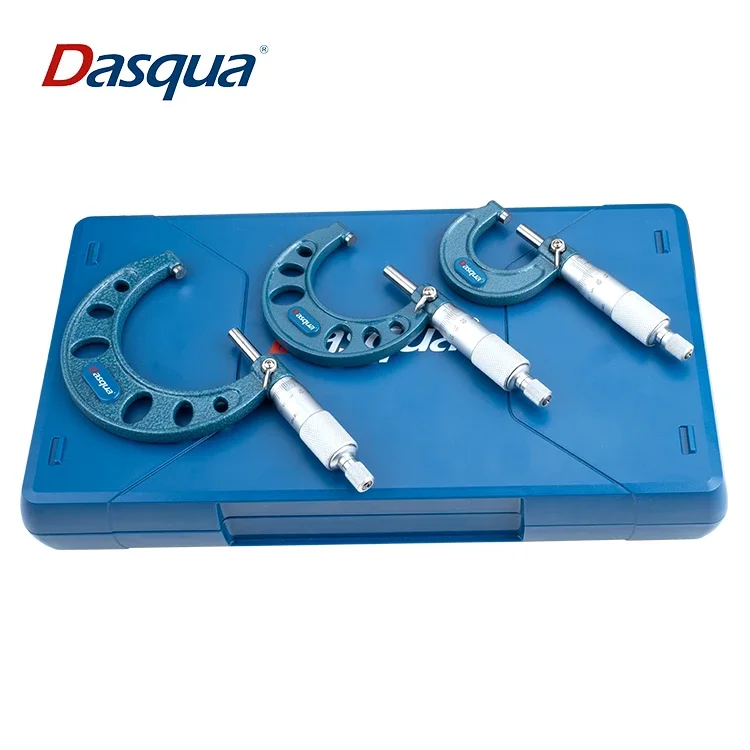 Dasqua Premium 0-75mm 3Pcs Outside Micrometer Set Round Frame Precision Machinist Tool