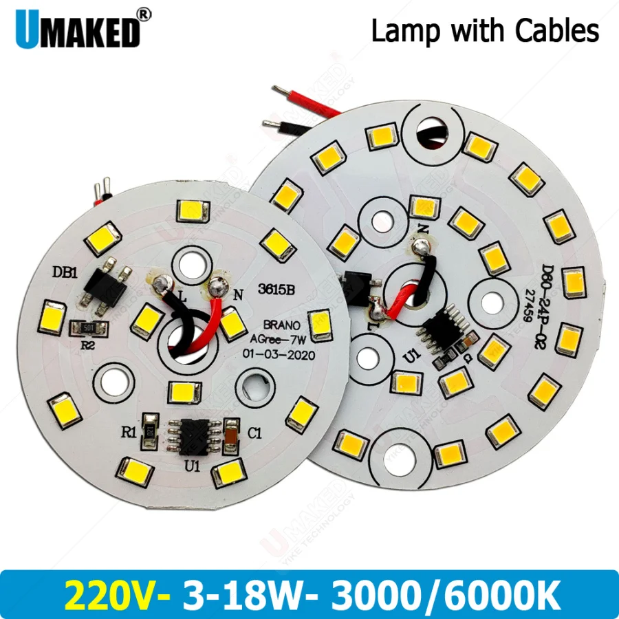 

18W 120mm AC 220V Led downlight, Driverless led pcb with smd integrated IC driver for downlight direct ac220v 3 5 7 9 12 15W