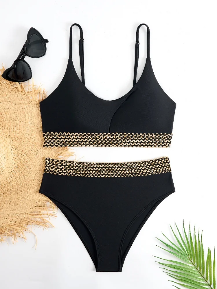Bikini Women Swimsuit 2025 New Solid Sling Bikinis Set Sexy Hollow Out Swimwear Summer 2 Piece Set Beachwear Bathing Suit Female