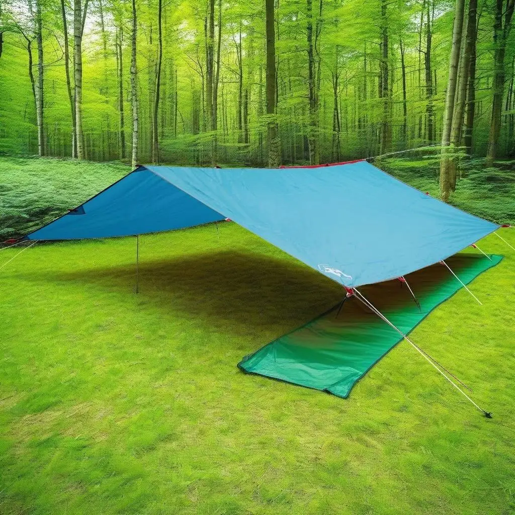 Waterproof Blue Camping Tarp 360x294 cm - Durable Outdoor Shelter for Hiking & Travel