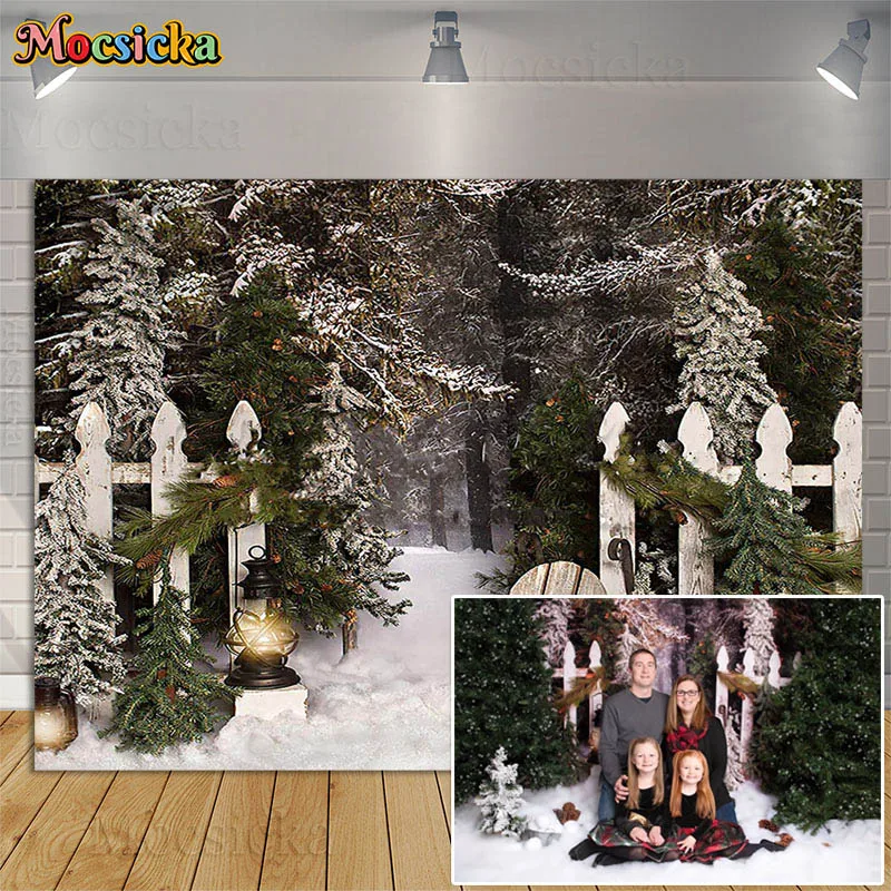 

Place In The Pines Entry Photography Background Winter Snowy Forest Xmas Tree Christmas Holiday Party Kids Portrait Backdrops