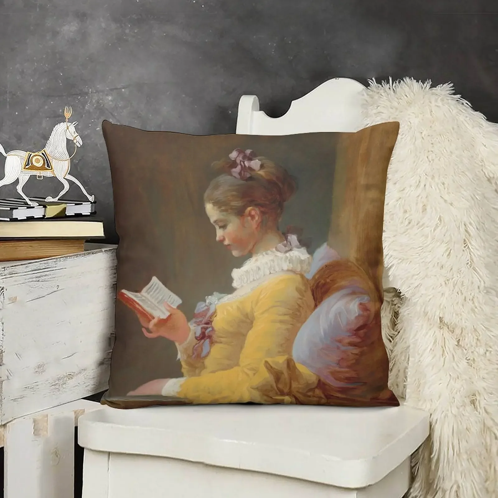 

A Young Girl Reading - Jean-Honoré Fragonard Throw Pillow New year Sofas Covers Sofa Covers pillow
