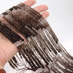 Natural A+ Smoky Quartz Faceted Round / Cube Beads 2mm,3mm,4mm,For Jewelry Making DIY Bracelets Necklace Strand Gift 39cm