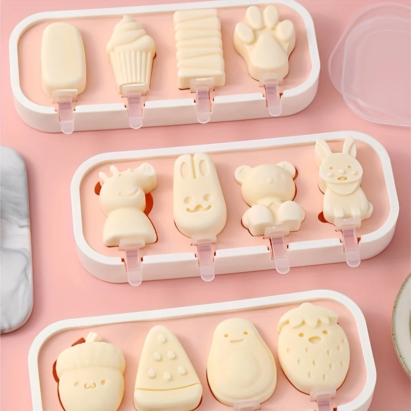 

1pc BPA-Free Silicone Ice Pop Mold DIY Homemade Ice Cream Popsicle Maker Kids Baby Fun Cartoon Shapes Popsicles Molds