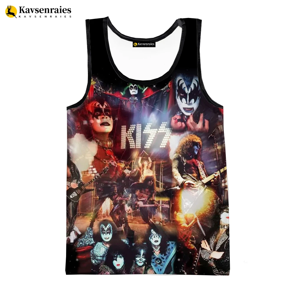 Kiss Band 3D Printed Tank Tops Men Summer Vest Women Casual Singer Kiss Band Sleeveless T-shirt Hip Hop Oversized Tops